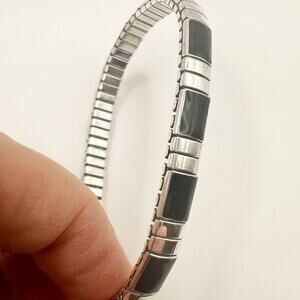 Black Onyx Silver Stretch Bracelet Casual Boho Minimalist Jewelry